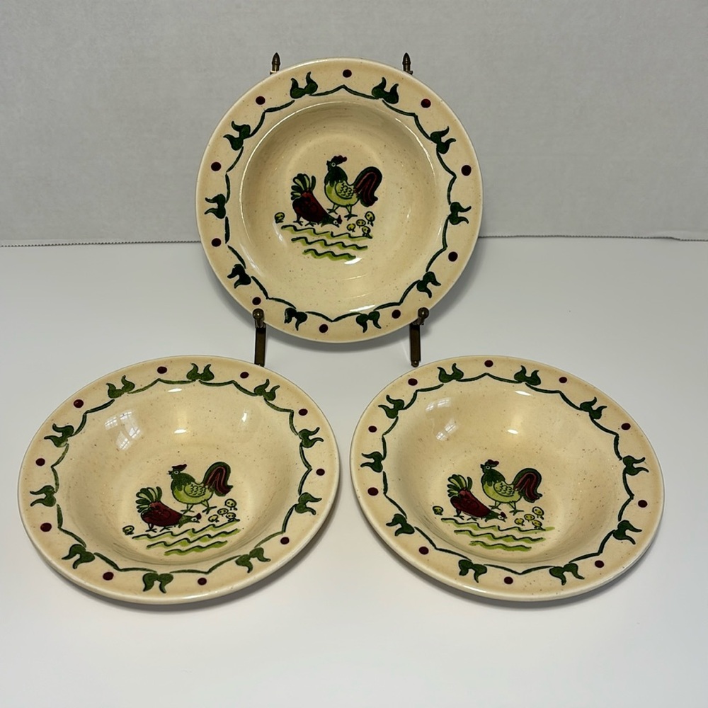 Metlox Poppytrail Fruit Dessert Sauce Bowls USA Homestead Provincial Rooster 6”